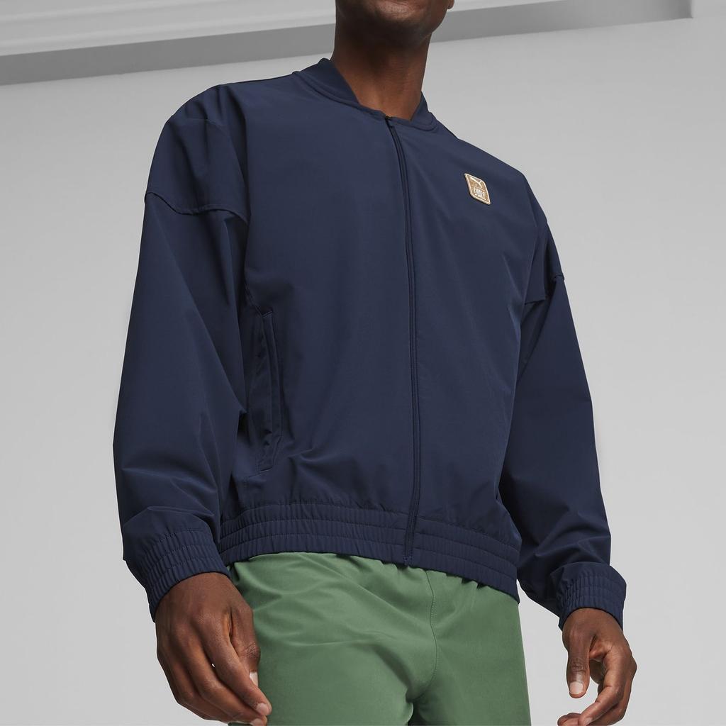 Puma X First Mile Collaboration Letter Logo Moisture-Wicking Long Sleeve Jacket Men Jackets Navy-Blue 525008-14