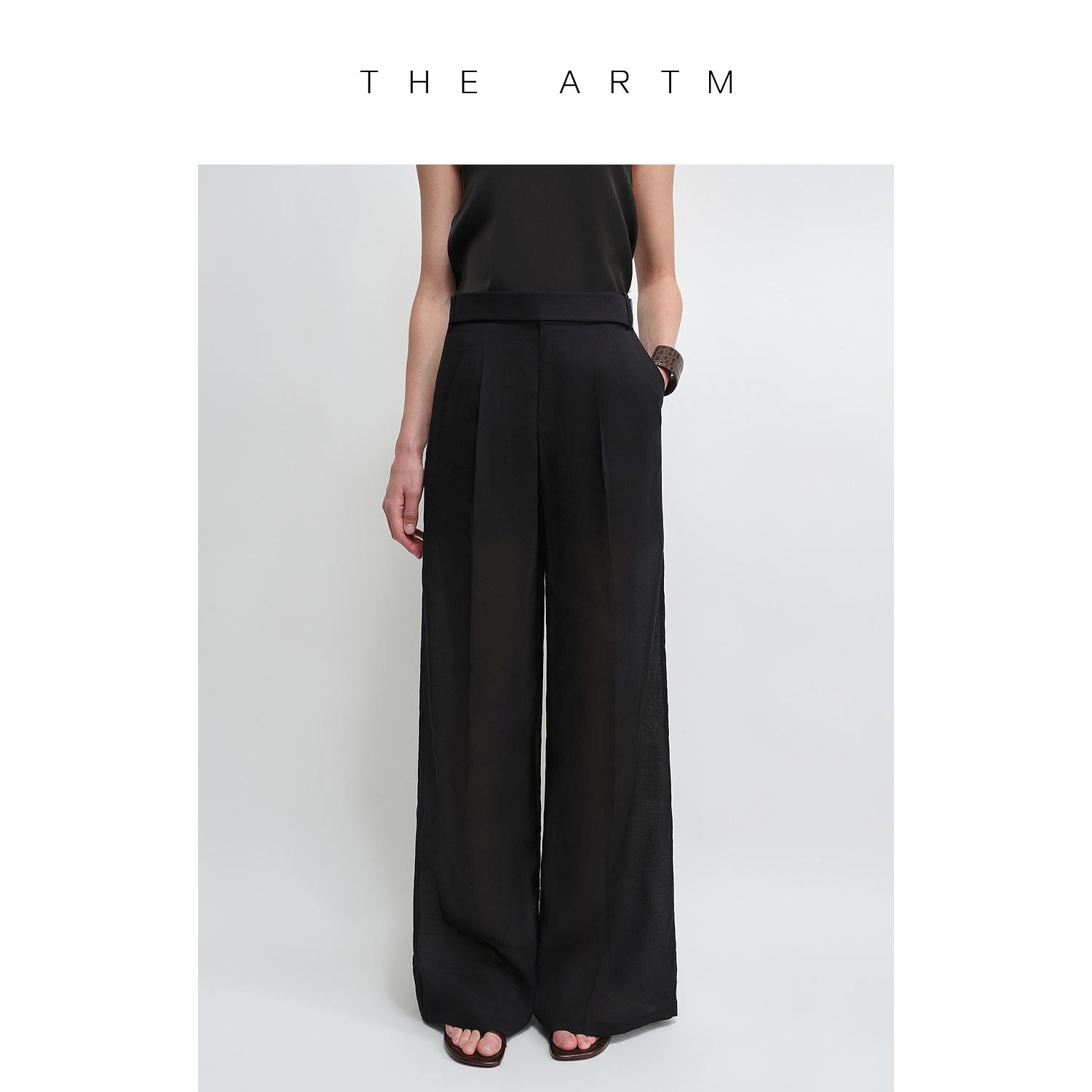 

Mulberry Silk Linen Double Pleated Wide-Leg Trousers with Patch Waistband - Spring Collection XL