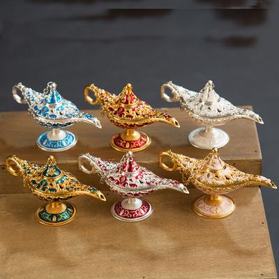 12 cm(4,7")Klasická vzácná dutá legenda Aladdin kouzelné džinové lampy kadidelnice Retro přání olejová lampa Domácí dekorace dárek
