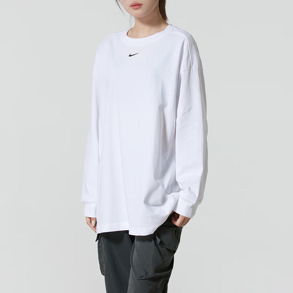 Nike T Shirts Women's White Crew Neck Moderate Straight Fit HF5321-100