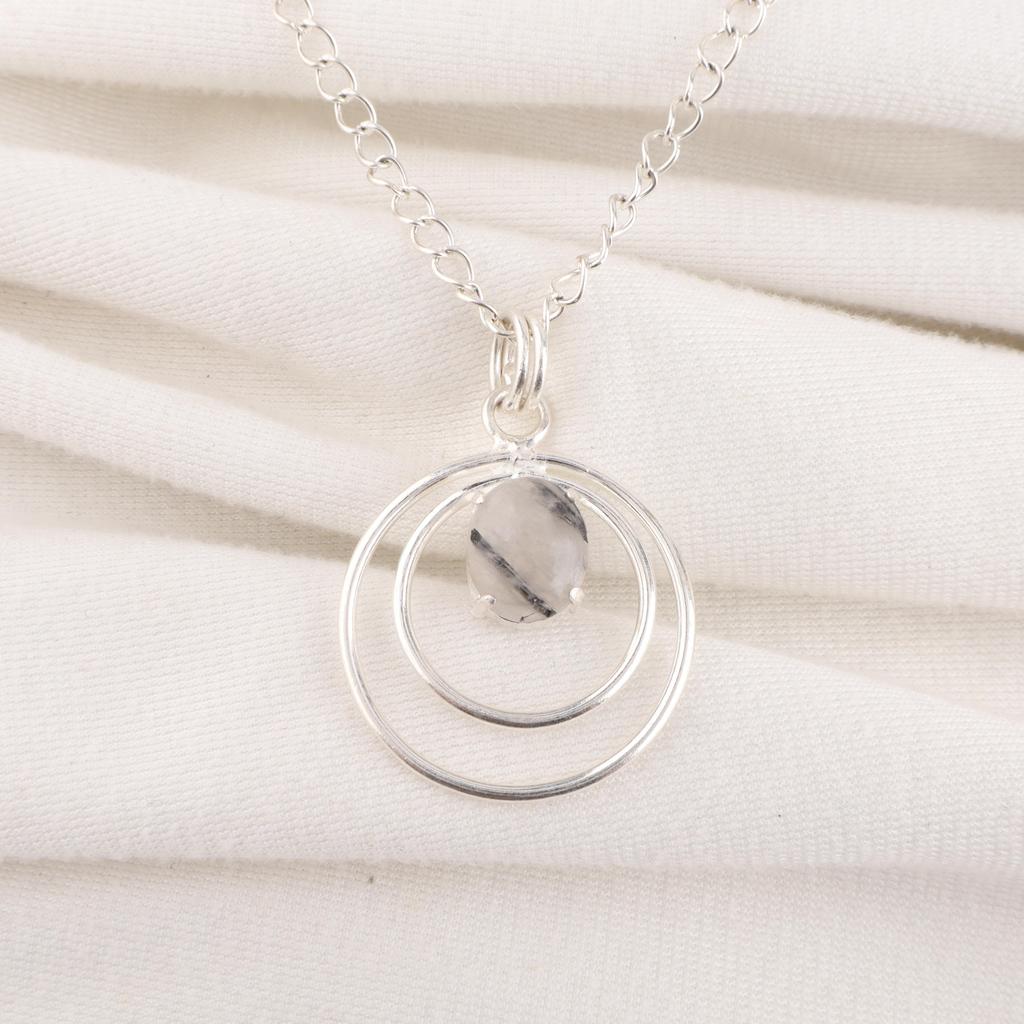 Black Rutile Pendant, 925 Solid Sterling Silver Gemstone Jewelry, Handmade Pendant, For Thanksgiving
