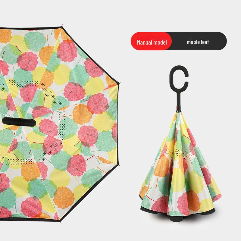 Double-Layer C-Shaped Reverse Umbrella, Extra-Large, Long-Handled for Two People, Custom Logo, For All Weather, Car-Mounted, Advertising Umbrella