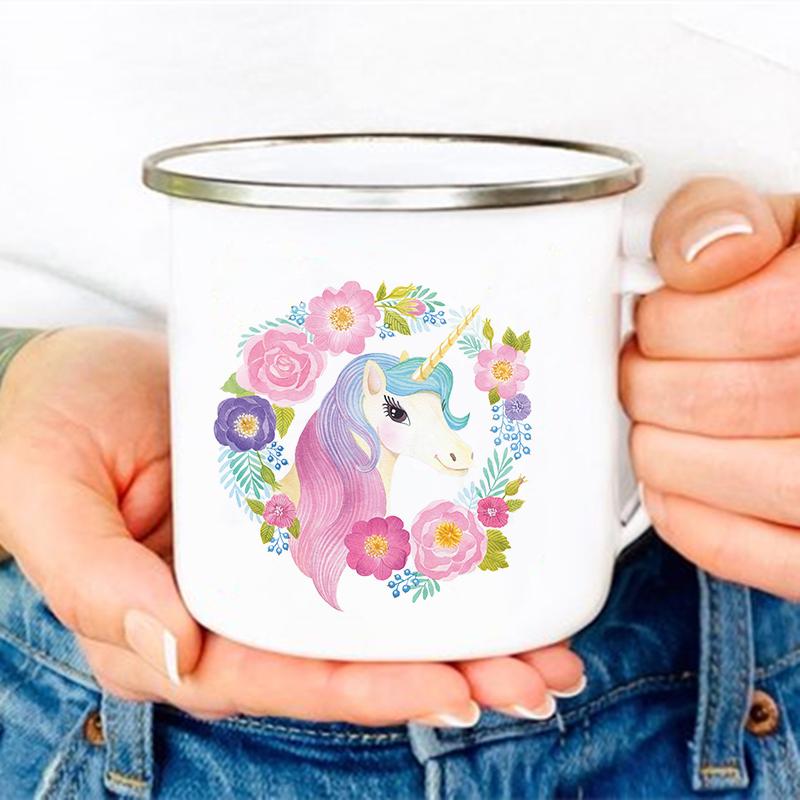 Enamel Mug Cute Cute Cartoon Unicorn Print Mug Creative Water Juice Drink Cup Cupshe Personalized Gifts Coffee Mugs Friends Cups
