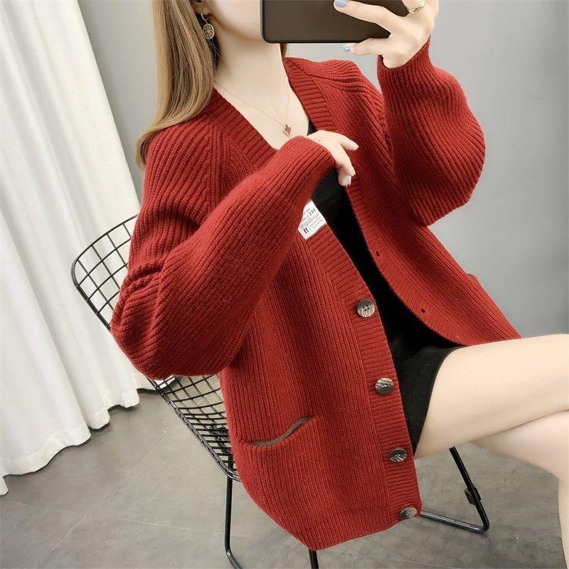 Knitted Cardigan for Women In A Laid-back Style for Autumn and Winter Korean Sweater Coat Loose Knitted Sweater for Women
