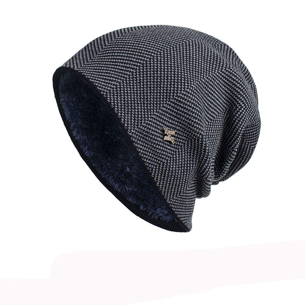Solid Gorros Cotton Wool Hat Thick Fleece Hat Winter Warm Hat Casual Beanies Men's Knitted Hat