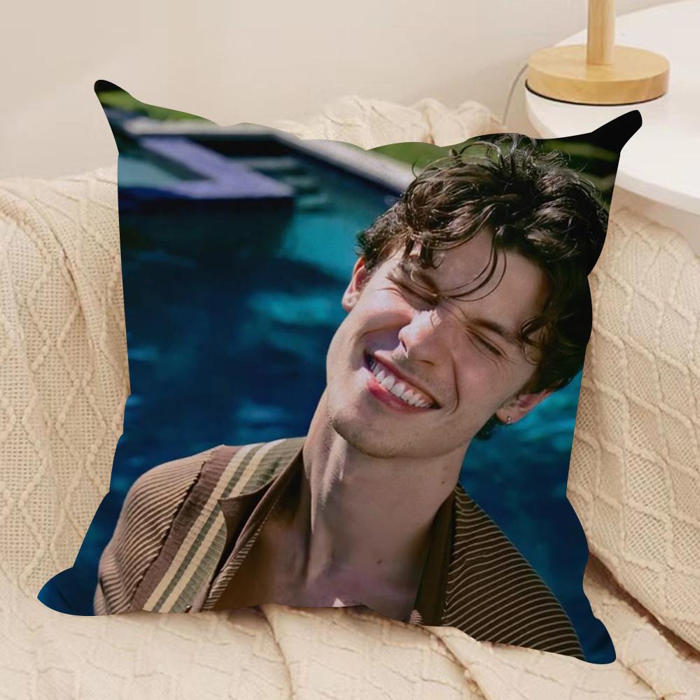 Sänger SShawn Mendes Kissenbezug Seidiger Kurzer Plüsch Beidseitig Bedruckter Kissenbezug für Sofa Alle Jahreszeiten Heimdekoration Geschenk