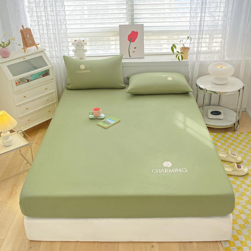 40 Long-staple Cotton Embroidered Single Fitted Sheet Home Hotel Simple Fitted Single Fitted Embroidered Fitted Sheet