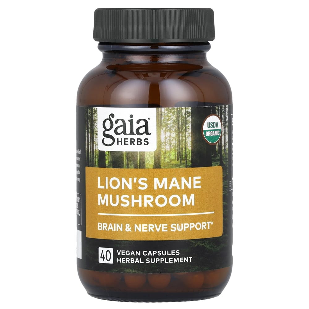 Gaia Herbs Lion's Mane Mushroom Veggie Capsules 40 Counts