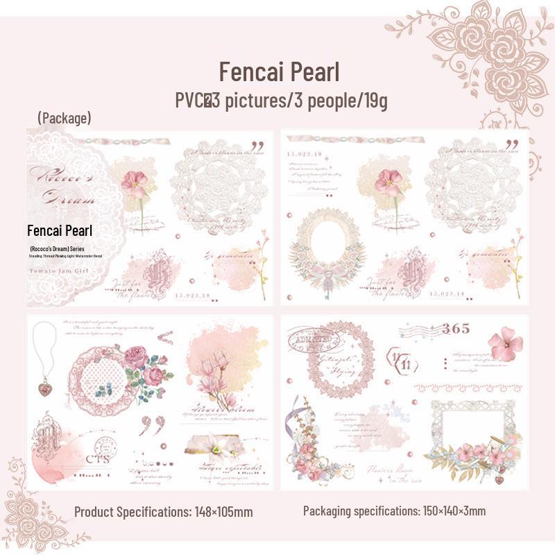 Rococo s Dream Series Watercolor Lace Stickers - Ketchup Girl Collection