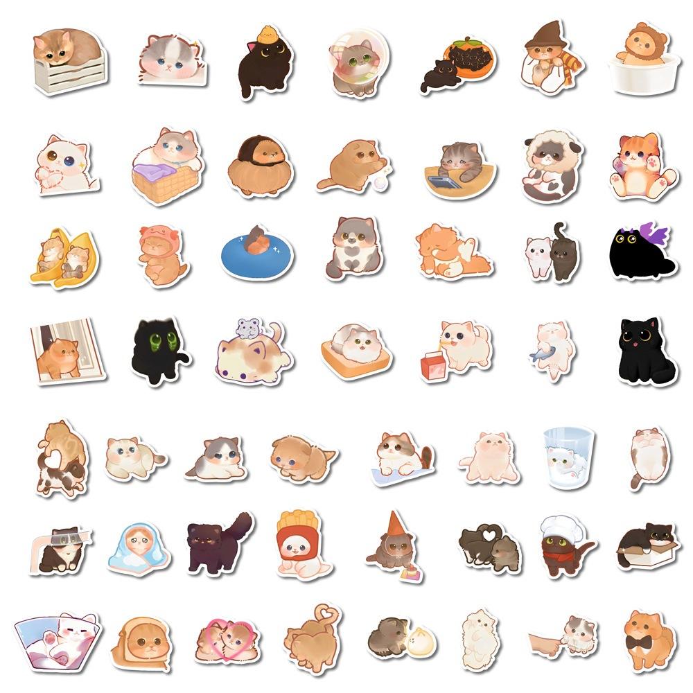 50 100Pcs Cute Cat Stickers Notebook Stationary Scrapbook Laptop Phone Guitar Kawaii Animal Decal For Kids Diy Toy