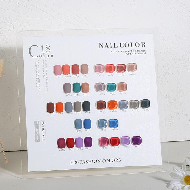 18-цветный японский дисплей для нейл-арта: Прозрачная акриловая рамка с типсами
