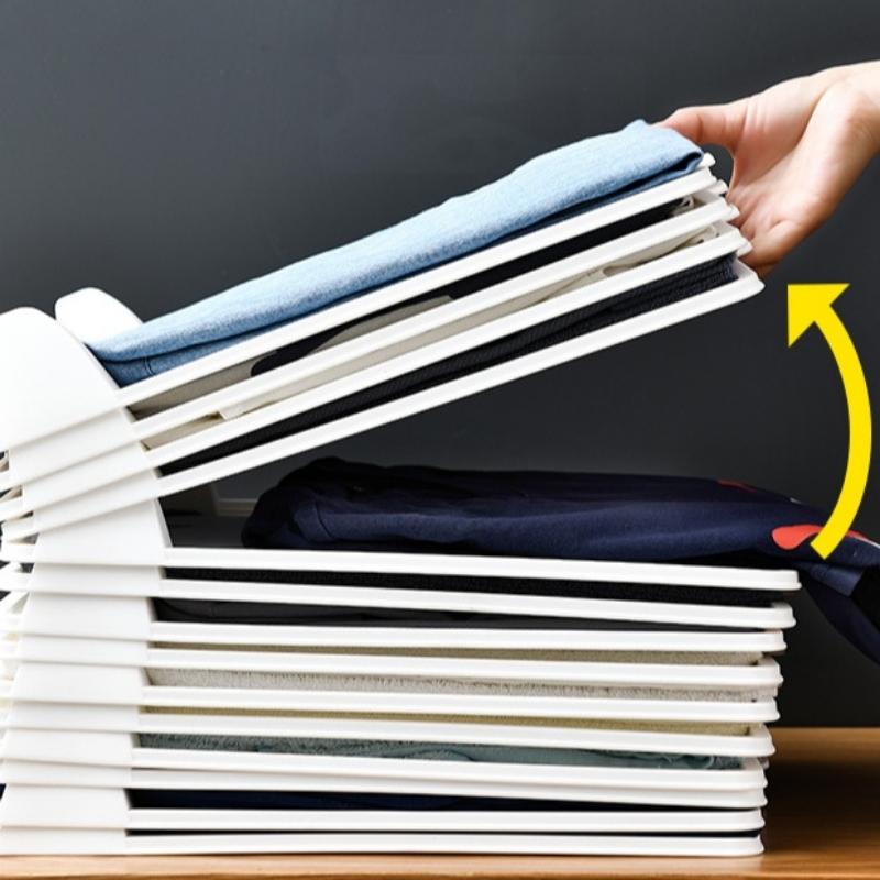 3Pcs Layered Folding Clothes Storage Board Pants T-Shirt Organizer Rack for Home Wardrobe Short Sleeve Classification Stacking Board
