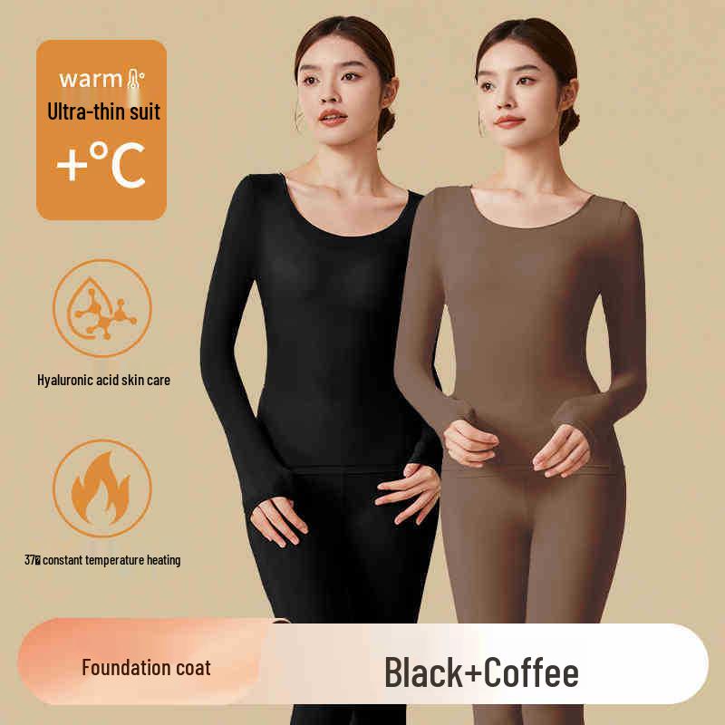 Women's Ultra-thin Heating Hyaluronic Acid Base Layer Set - 37°C Constant Temperature Autumn Wear