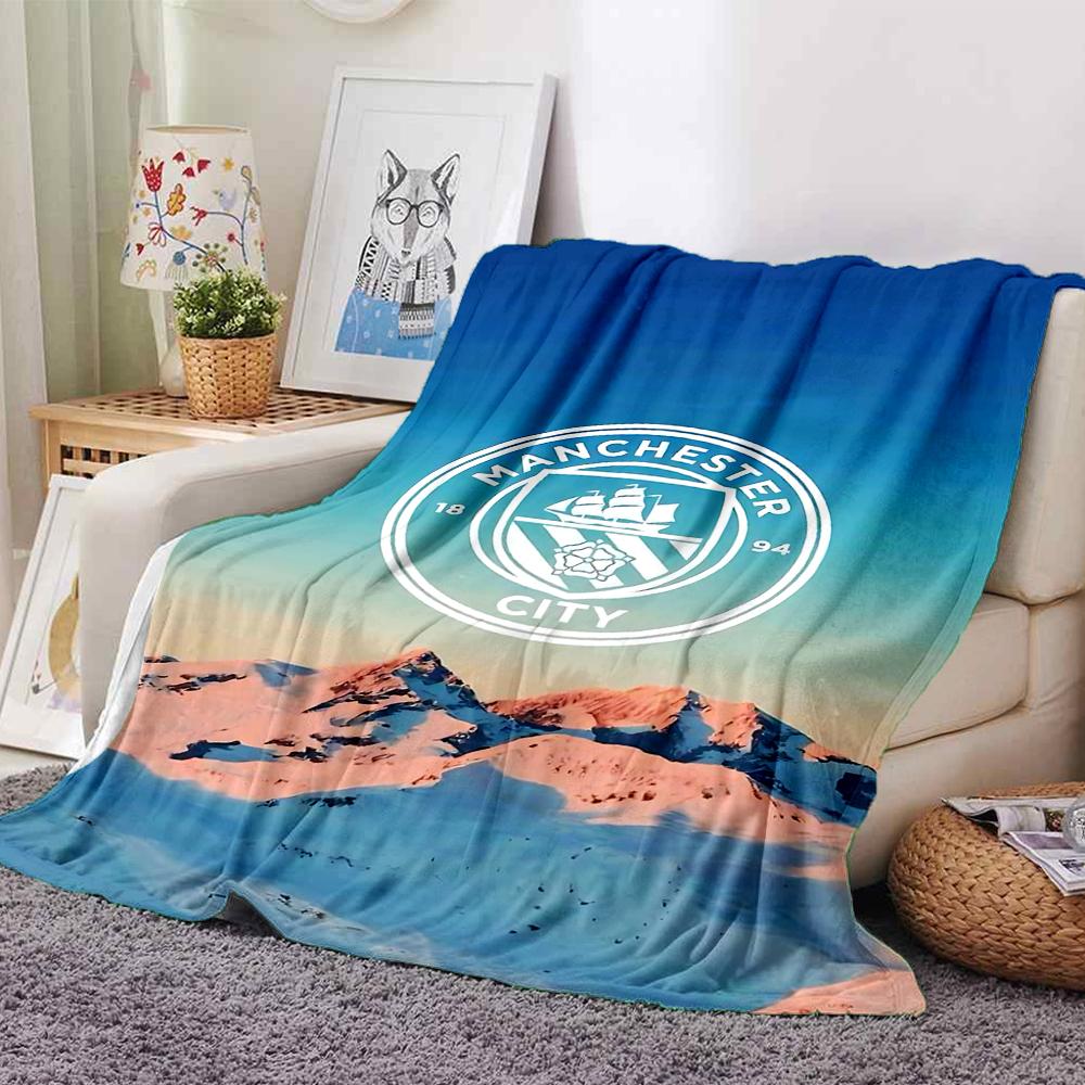 Manchester City Wappen Decken Flanell Bedruckt Atmungsaktiv Warm Überwurf für Zuhause Büro Bettwäsche 0708a21