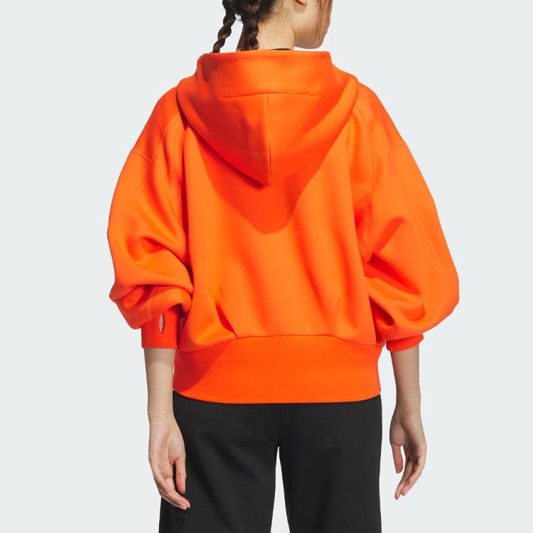Adidas Spacer Full-Zip Hoodie Solid Color Sports Casual Loose Fit Jacket Women Hoodies Half-Impact-Orange JJ3800