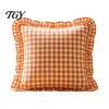 Federe Comode in Cotone Copricuscino Ruffle, Custodia a Quadri con Bordo Arricciato, Copricuscini da Divano 18x18 Pollici 20x12 Decorativi per Farmhouse