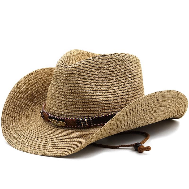 Adjustable Hat Cowboy Straw Hats Outdoors Beach Sunhat Large Brim Riding Horse