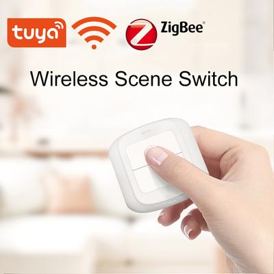 Tuya Wifi Zigbee 2 Κανάλια Ασύρματο Τηλεχειριστήριο Κουμπί Ελέγχου Σκηνής Λειτουργεί με Μπαταρία Αυτοματισμός Συσκευή Ελέγχου Εφαρμογής