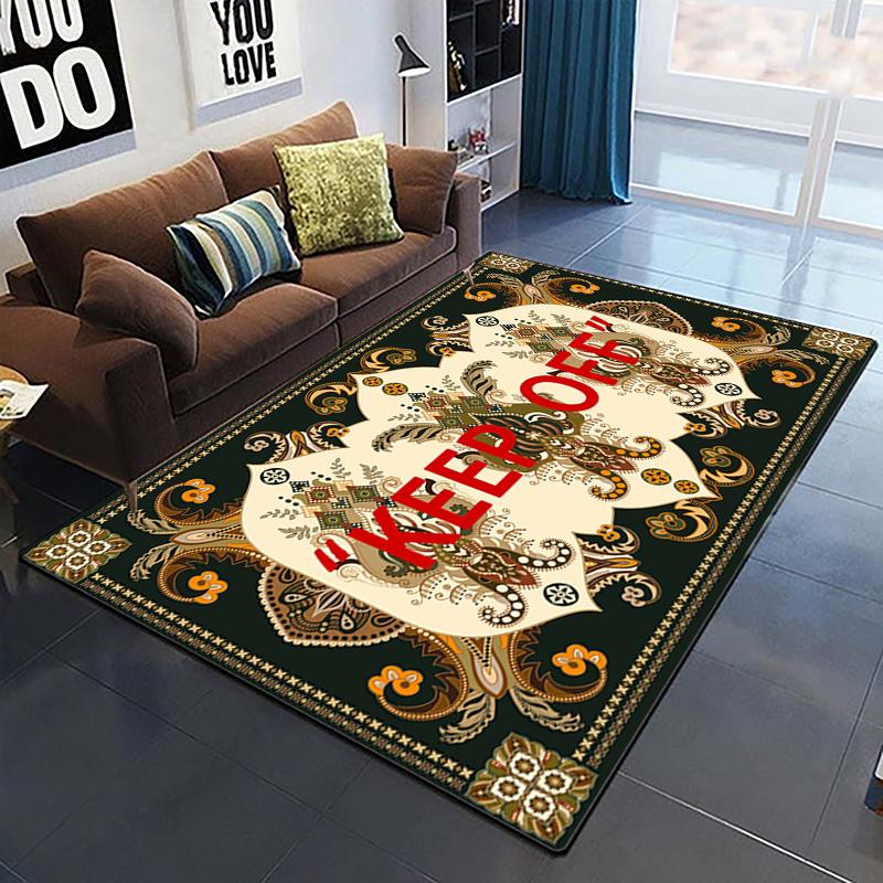 Vzor Drž se dál Dekorativní Čtvercový Koberec Moderní Dům Obývací Pokoj Podložka na Podlahu Ložnicový Koberec Umělecký Plakát Podložka Dárek pro Fanoušky Alfombra