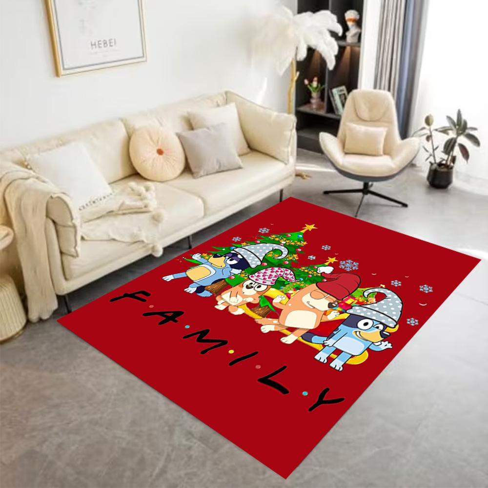Bluey Family Harmony Floor Mat Suitable for Balcony Outdoor Dormitory Study Room Antislip Carpet Anime Office Decor Wedding Party Gift
