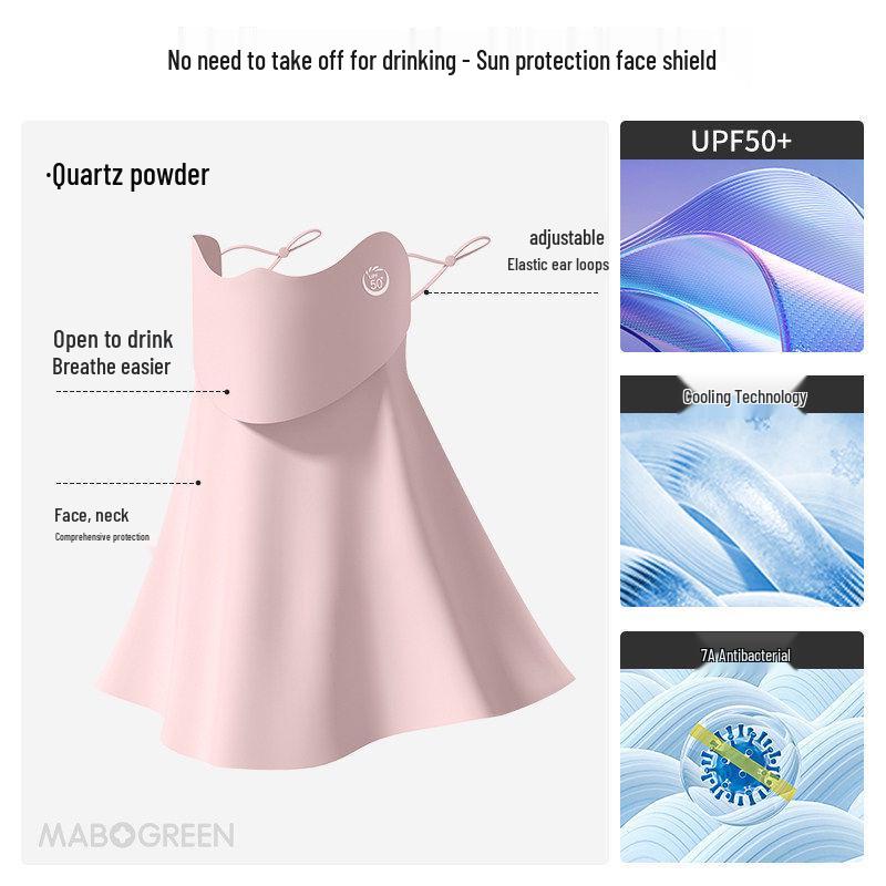 Damen UV-Schutz Gesichtsmaske: Eis-Seide, Atmungsaktiv, Sonnenschutz, Hohe Optik, Augenecken-Schutz