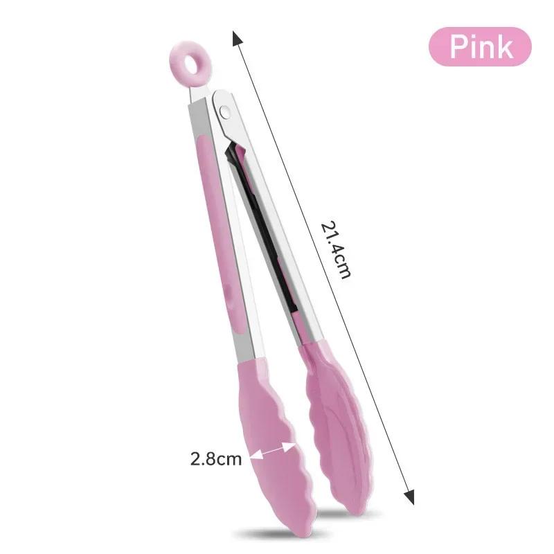 

7 Inch Food Tongs Creative Non-slip BBQ Grilling Tongs Salad Bread Cooking Clip Clamp Serving Utensils Tongs Kitchen Accessories розовый