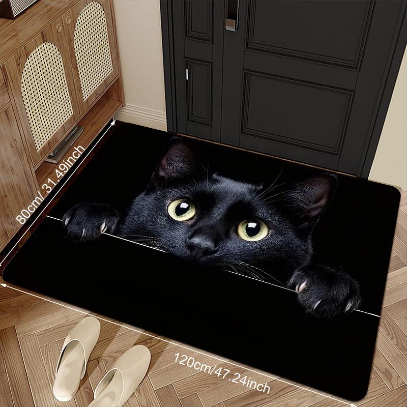 1Pcs Anti Fatigue Kitchen Rugs, Black Cat  Print Waterproof Non-Slip Thick Cushioned Kitchen Mat Heavy Duty Comfort Standing Mat for Kitchen