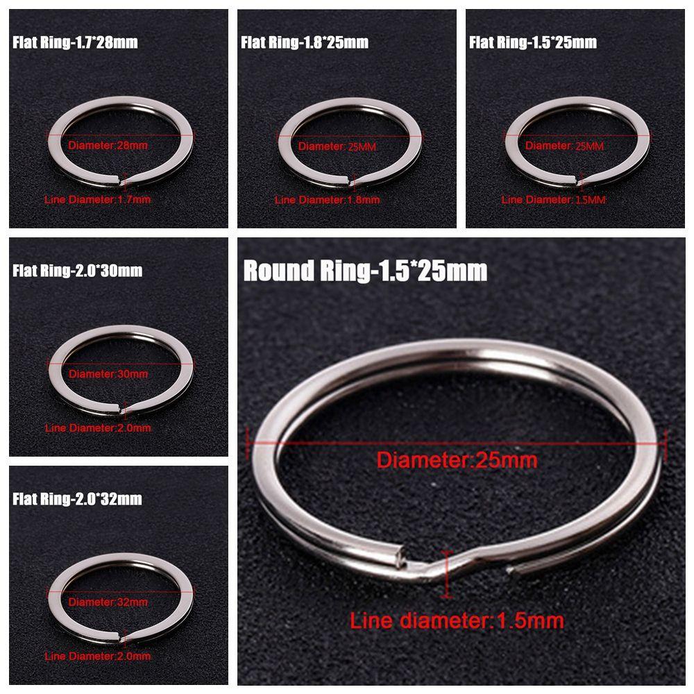 10Pcs/Pack 25/28/30/32mm Clasps Connectors Keychain Chain Loop Split Key Ring Stainless Steel
