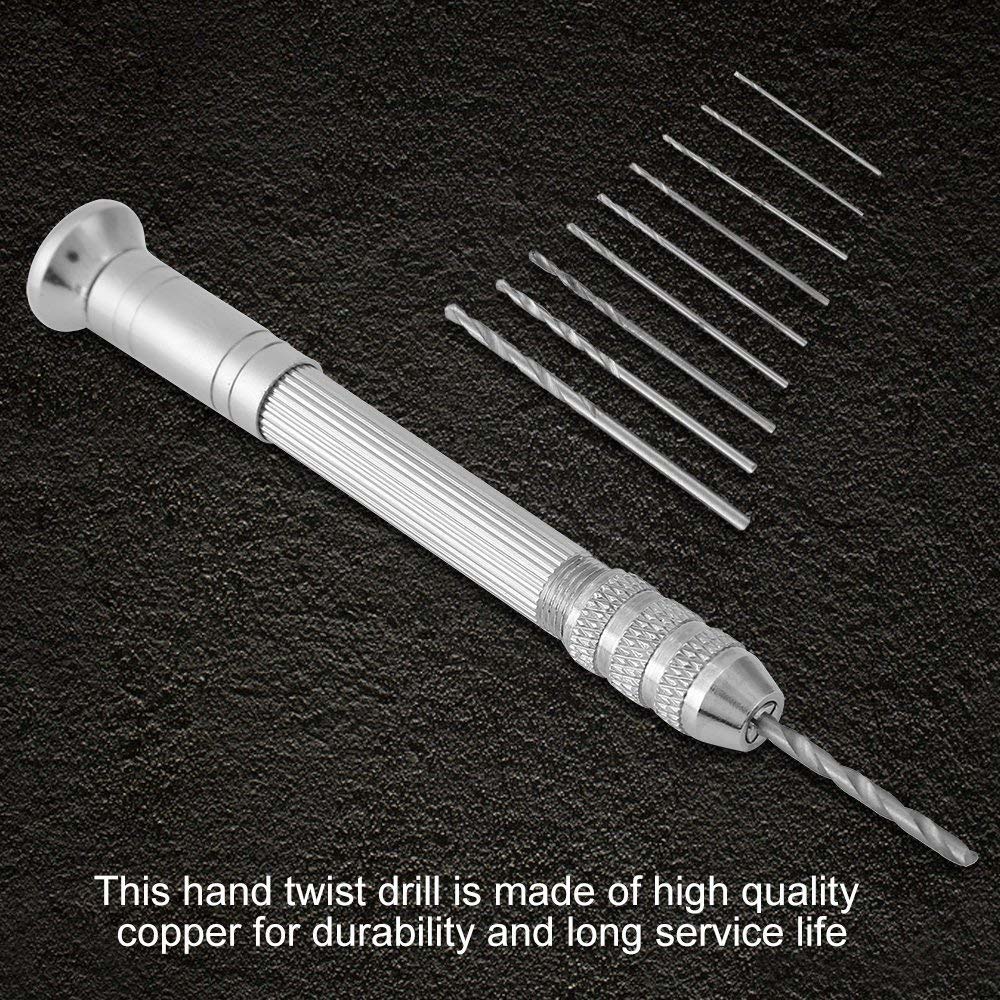 Essential Hand Drill Set–Pin Vise with 10 Twist Drill Bits,Manual Micro Drill for Wood,Plastic,Jewelry,Precision Drilling Tool for Craft,Model,Hobby