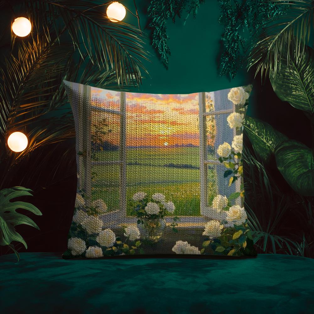 Classical Handpainted Iandscape Oil Painting Cushion Cover Silky elegant Comfort Sofa Bed Invisible zipper Beach pillowcase