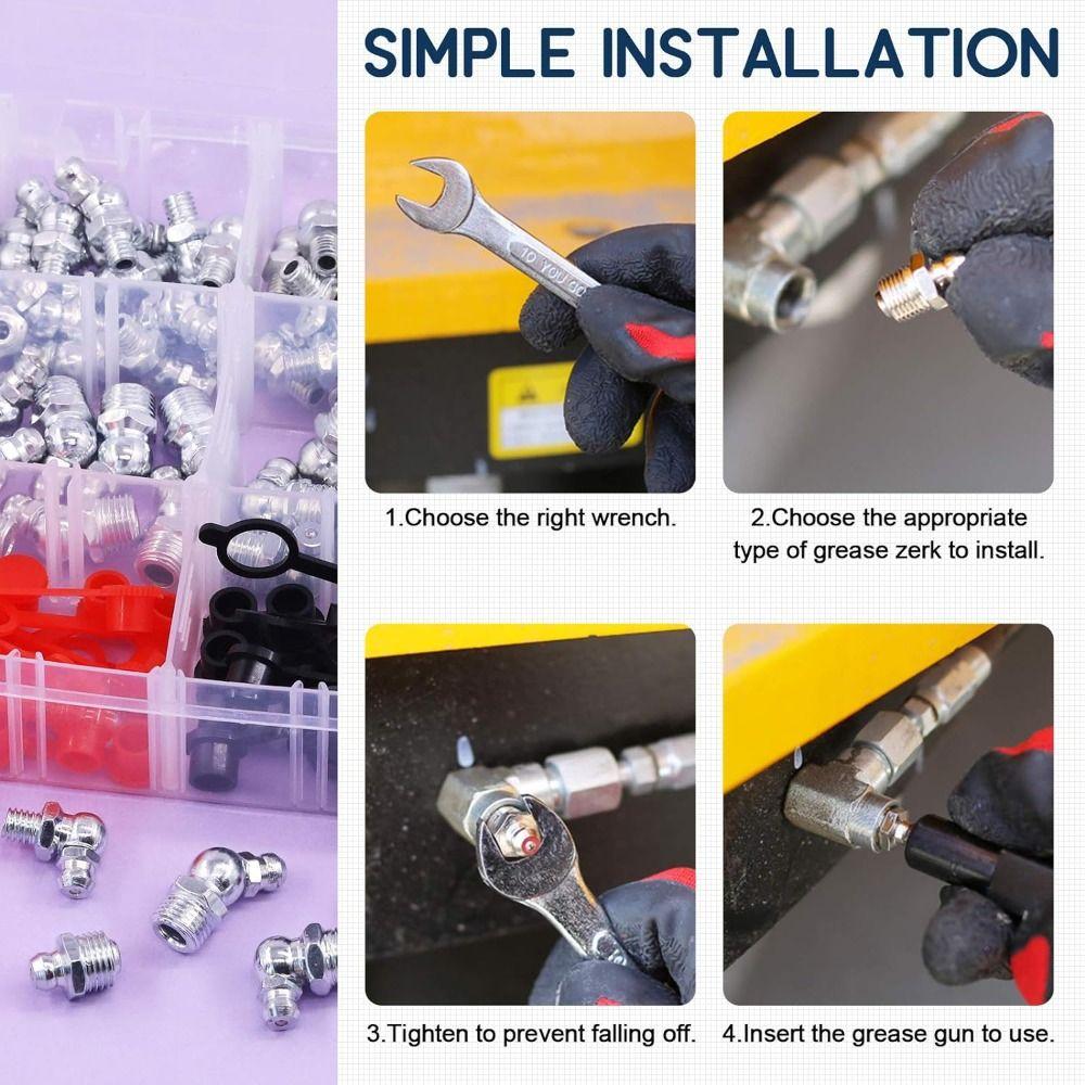 180Pcs 45 90 Degree Hydraulic Fitting Straight Grease Zerks Grease Fitting Broken Zerk Fitting