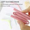 4pcs Reusable Silicone Straws Set with Cleaning Brushes for Water Milk Juices Smoothies Flexible Portable Straight Bent Straws