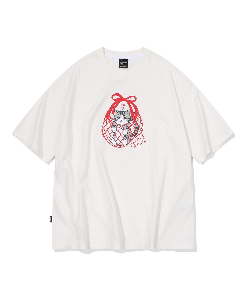 CPGN STUDIO Pocket Love Cat Short Sleeve Tee Cream