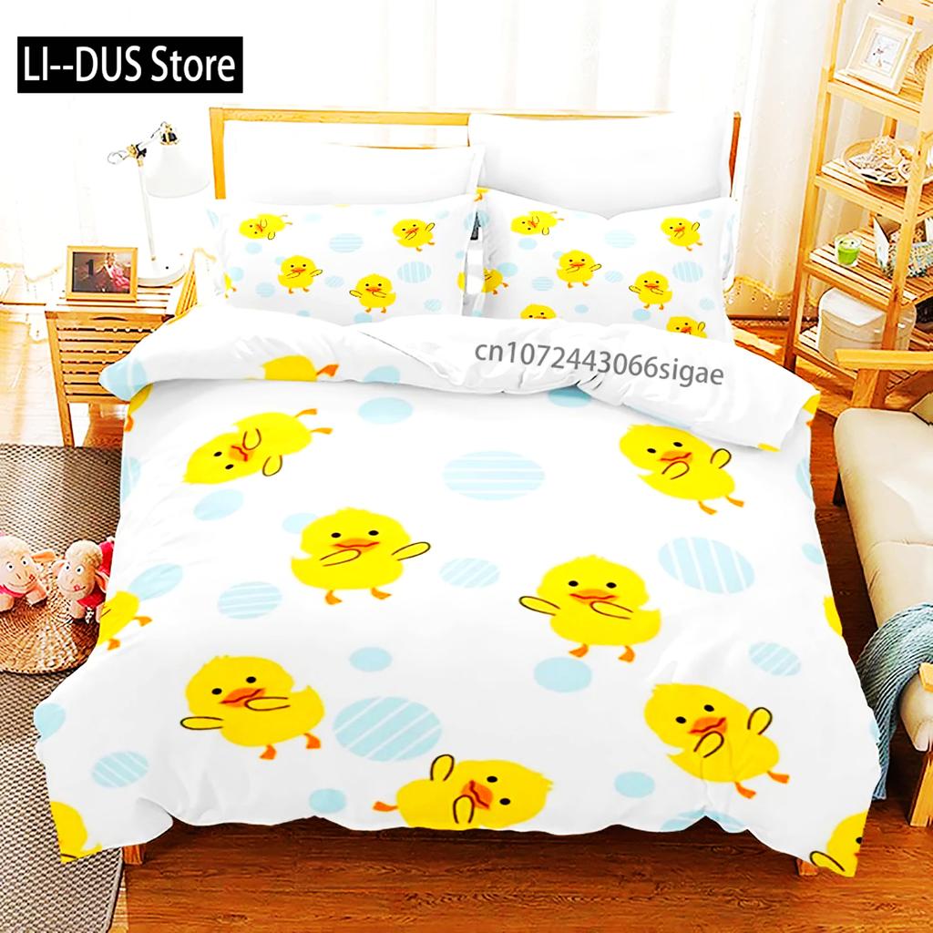 Gelbe Ente Bettwäsche Set Einzelbett Twin Full Queen King Size Kleine Ente Bettset Aldult Jungen Schlafzimmer Bettbezug Sets 3D Druck 015