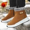Winter Fur Lined Snow Boots for Men Thick Warm Slip-On Fleece Inside Boots for Male Outdoor Lace-Up Ankle Booties