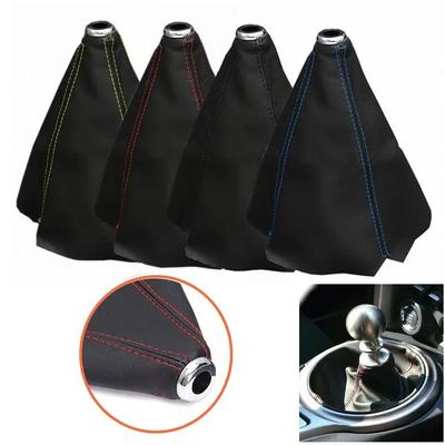 16mm Universal PU Leather Car Shift Collar Carbon Fiber Automatic Car Manual Shift Lever Knob Shift Sleeve