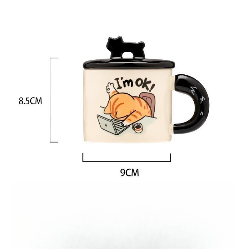 Ceramic mug with lid, girls' girlfriends' creative trend water cup, boys' practical small gift