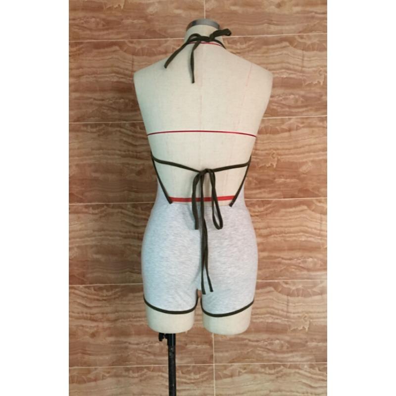 Women's Hanging Neck Backless Casual Short Jumpsuit