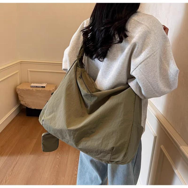 

Simple All-matching Lazy Tote Bag Women s Light Canvas Large Capacity Casual Commuting Cross-body 45x15x35 зелений