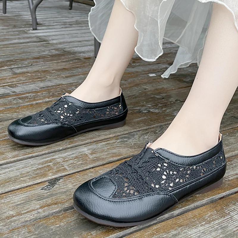 Mode Damen Mesh Casual Flache Sandalen 2024 Sommer Neu Mode Atmungsaktiv Bequem Weich Bootsschuhe Designer