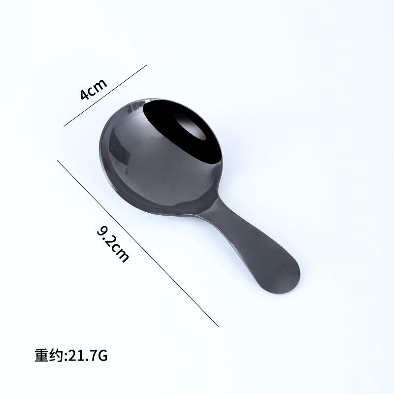 304 Stainless Steel Spoon Creative Short Handle Children's Spoon Cute Dessert Ice Cream Spoon Titanium Plated Tea Round Spoon