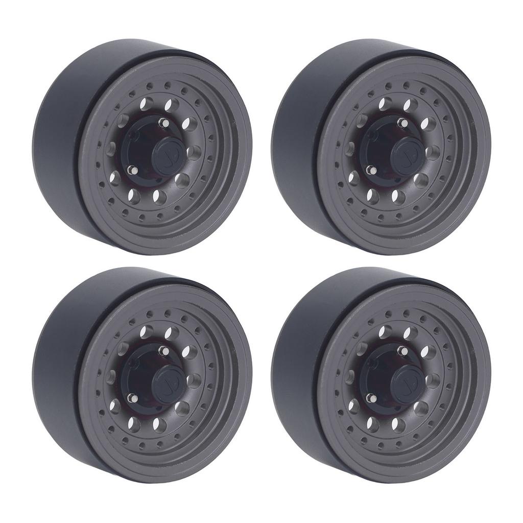 4PCS RC Beadlock Wheel Rim Set 1.9 Inch Aluminum Alloy 1 10 RC Car Wheel Hub for Axial SCX10 I II III Grey