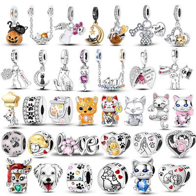 Animals Series Charms Copper Dog Cat Pets Beads Fit Original Bracelet Necklace Diy Pendants Fashion Jewelry For Woman