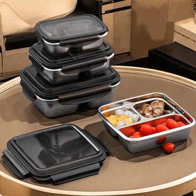 2/3 Grids 304 Stainless Steel Bento Box With Lid Leak-proof Divided Lunch Box For Kids Students Large Capacity Food Container
