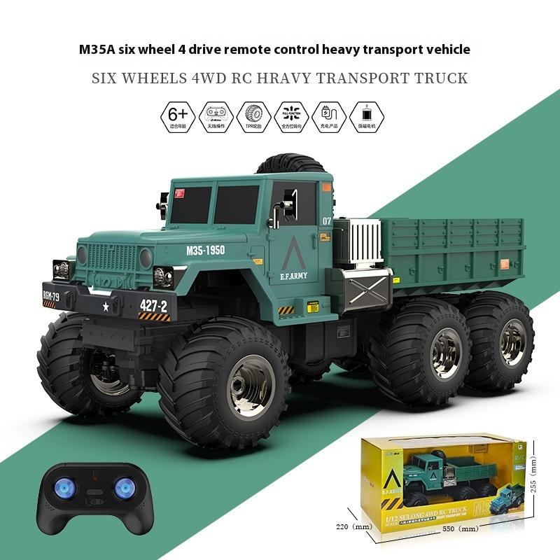 New Product Simulation Military Six Wheeled Truck Remote Control Four-Wheel Drive Off-Road Climbing Heavy Transport Truck Model