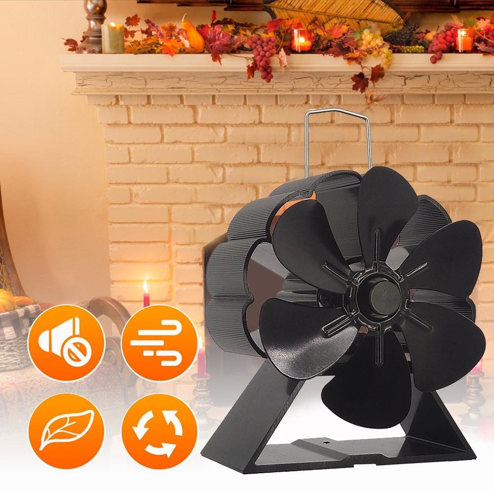 6 Blades Mini Fireplace Fan Heat Powered Stove Fan Wood Log Burner Eco Quiet Energy Saving Heater Home Efficient Heat Distribute