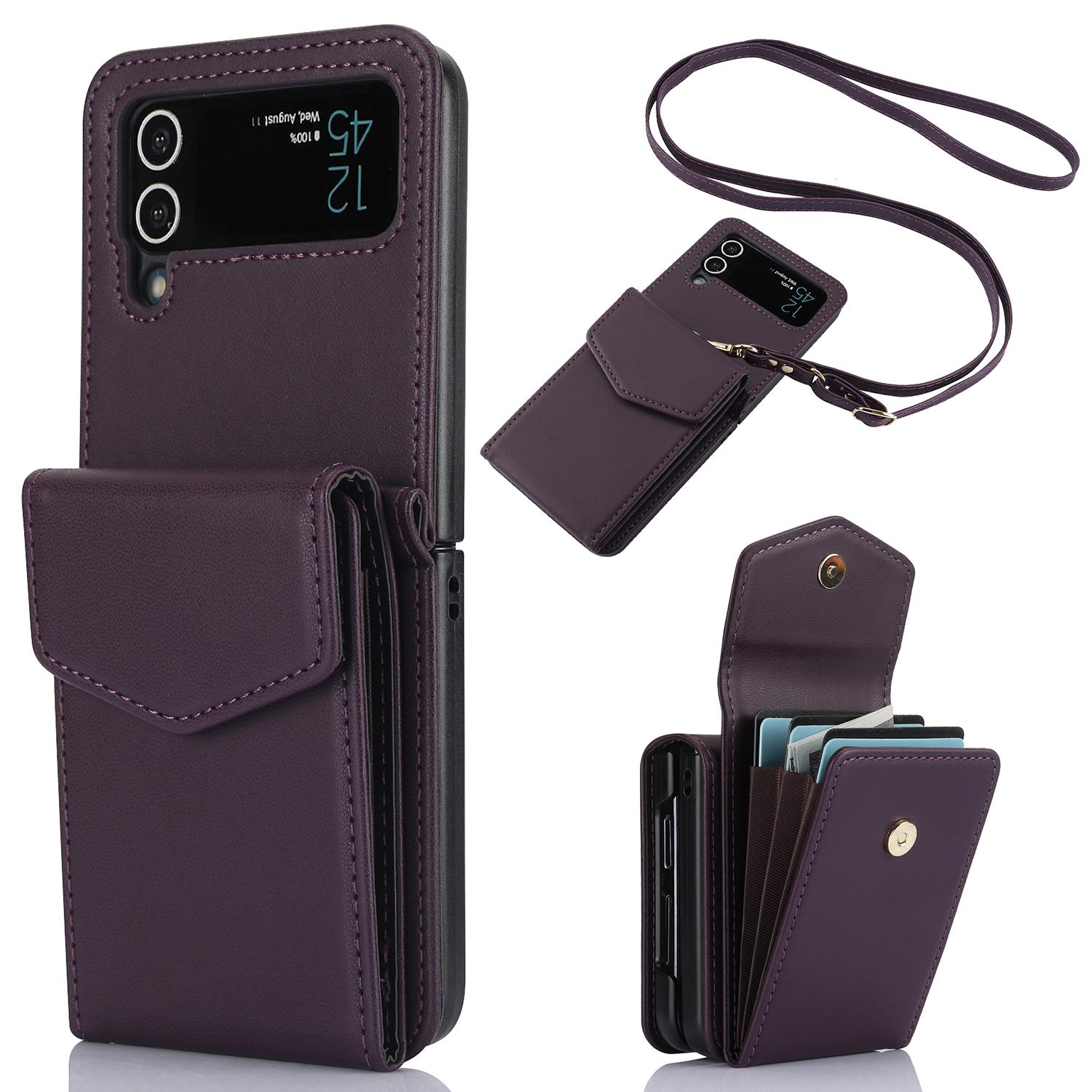 Для Samsung Galaxy Z Flip4 5G Чехол-кошелек на шею с блокировкой RFID D