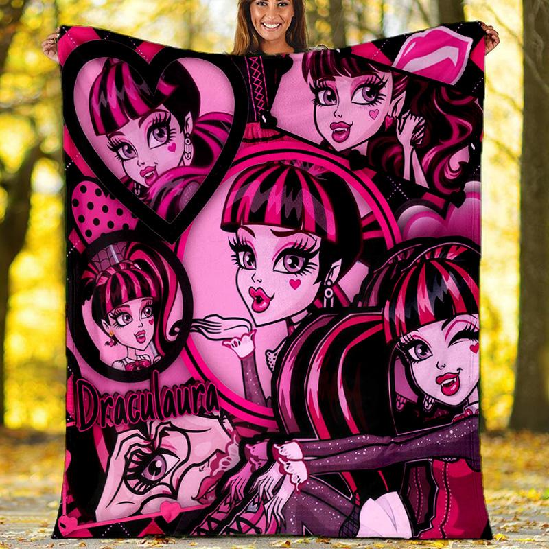 

Monster High Draculaura Collage Theme Flannel Blanket, Anime Girl Soft Throw Blanket, Girls Room Decor, Cartoon Lover Gift 80cm x 120cm