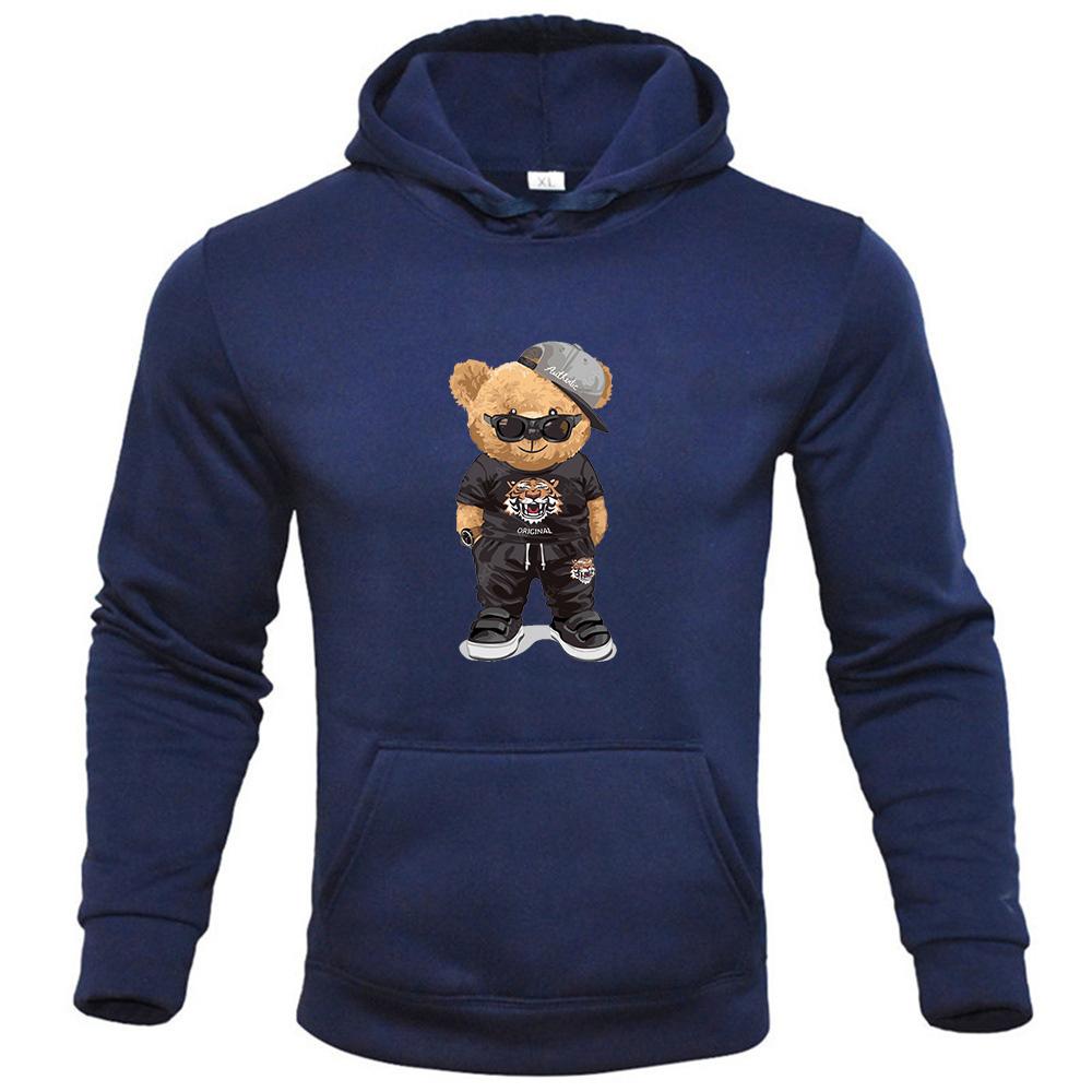 2023 Men's Hoodie Harajuku Funny Bear Y2K Street Fashion Trend Spring Autumn Fleece Hoodie Men's Clothing