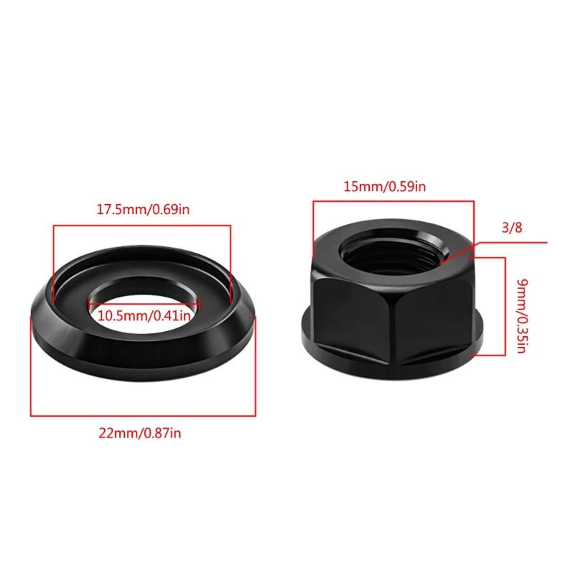 1 Piece Aluminum Alloy Bike 3/8 M10 Hubs Nut Bolts Screws For Fixed Gear Mountain Bicycles Front & Rear Bike Wheel Axle